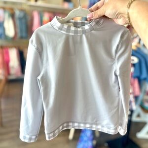 Boys Grey Gingham Rashguard 12M 18M NWT